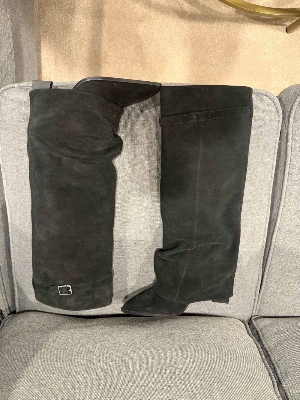 Free People Felicity Foldover Black Suede Pointed Toe Boots